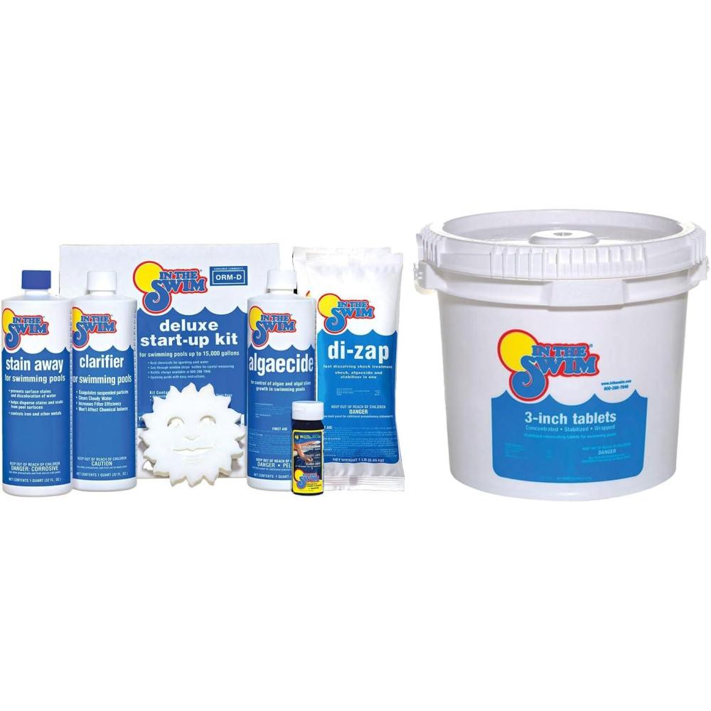 imageIn The Swim 3 Inch Stabilized Chlorine Tablets for Sanitizing Swimming Pools  Individually Wrapped Slow Dissolving  90 Available Chlorine  TriChlor  50 Pounds25 Pound