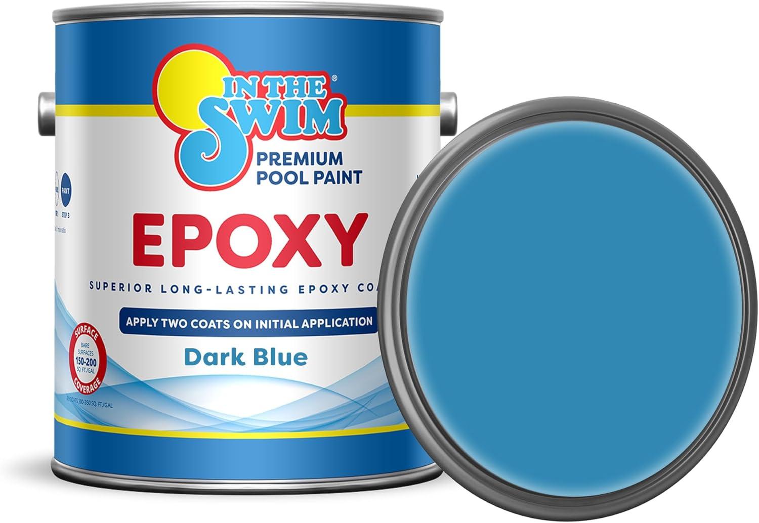 imageIn The Swim White Epoxy Swimming Pool Paint EpoxyBase High Gloss Swimming Pool Paint Long Lasting Stain Resistant 1 Gallon 2PackDark Blue