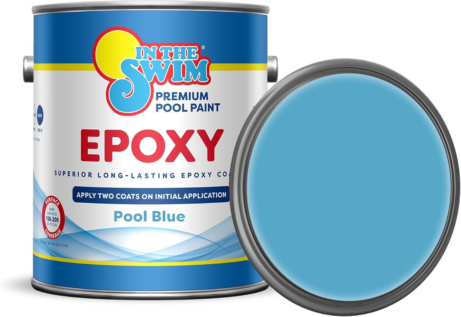 imageIn The Swim White Epoxy Swimming Pool Paint EpoxyBase High Gloss Swimming Pool Paint Long Lasting Stain Resistant 1 Gallon 2PackPool Blue