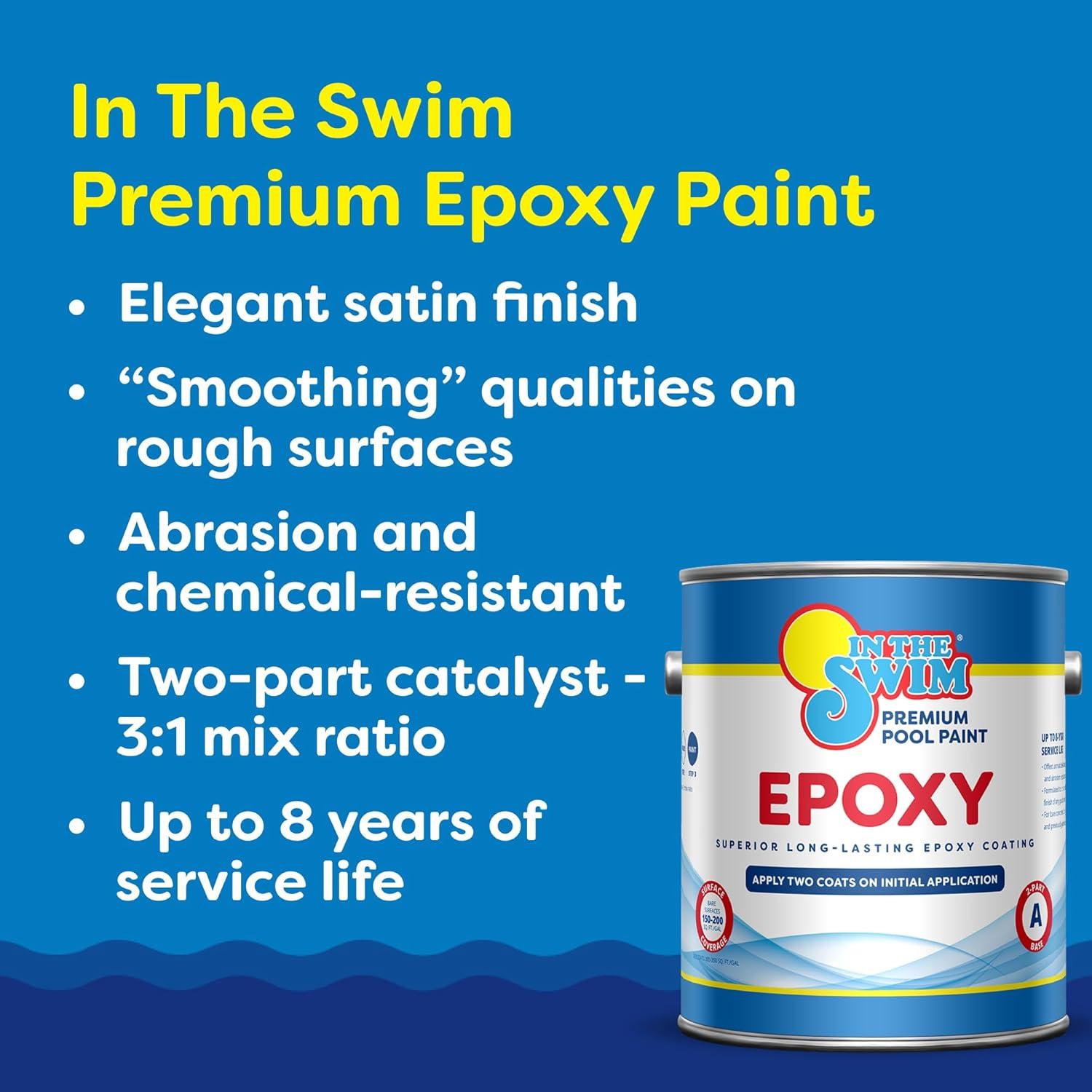 imageIn The Swim White Epoxy Swimming Pool Paint EpoxyBase High Gloss Swimming Pool Paint Long Lasting Stain Resistant 1 Gallon 2PackPool Blue