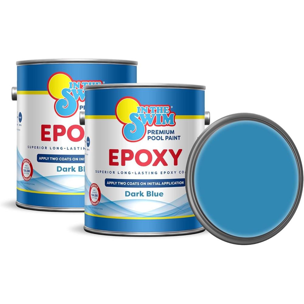 imageIn The Swim White Epoxy Swimming Pool Paint EpoxyBase High Gloss Swimming Pool Paint Long Lasting Stain Resistant 1 Gallon 2PackDark Blue