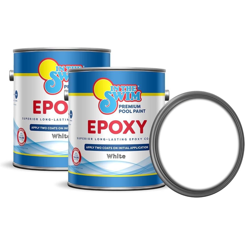 imageIn The Swim White Epoxy Swimming Pool Paint EpoxyBase High Gloss Swimming Pool Paint Long Lasting Stain Resistant 1 Gallon 2PackWhite