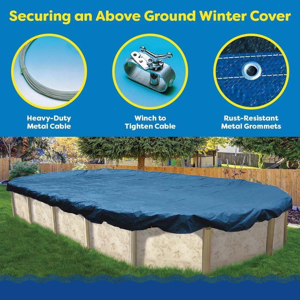 imageIn The Swim 10 x 15 Oval Above Ground Winter Cover Economy 8 Year 7 x 7 Scrim Winch and Cable Included16 x 25