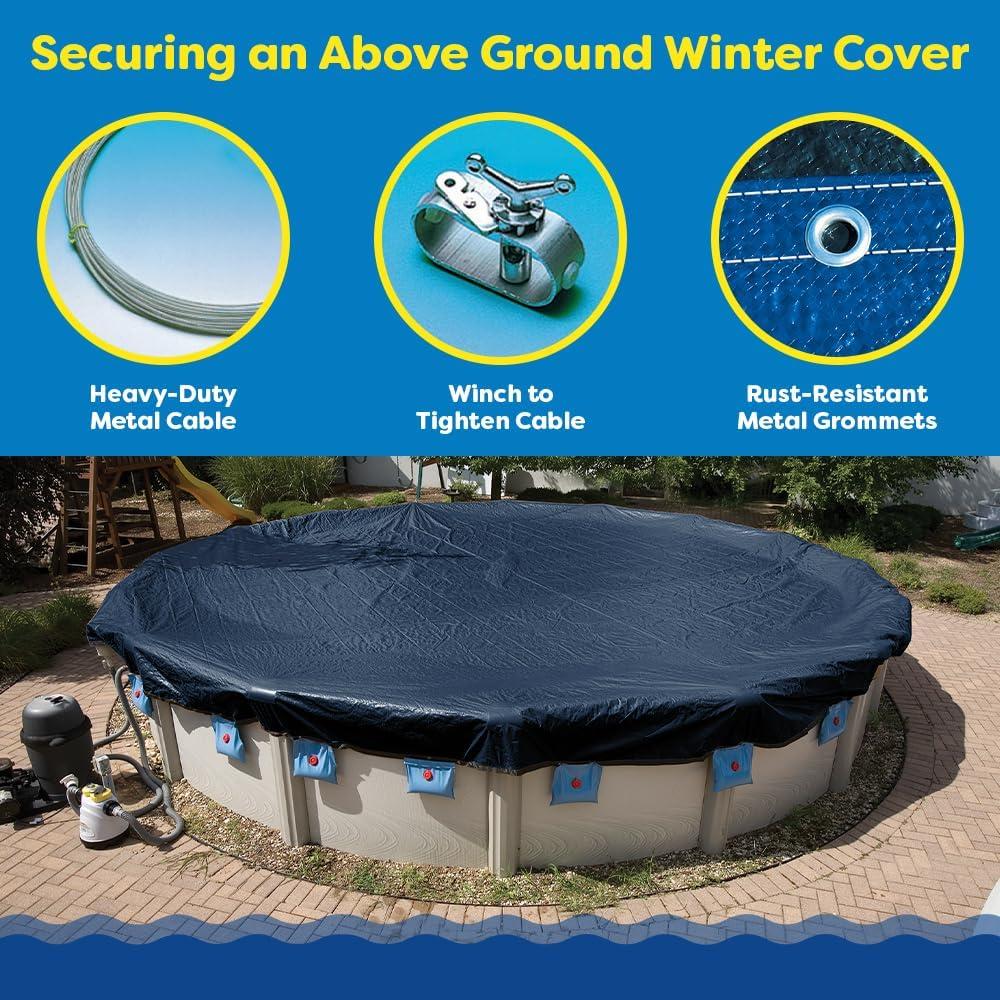 imageIn The Swim 33 Round Above Ground Winter Cover Super Polar Plus 16 Year 12 x 12 Scrim Winch and Cable Included24 ft