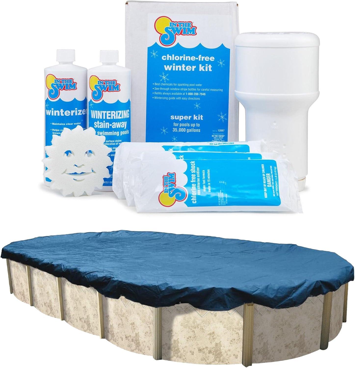 imageIn The Swim Closing Bundle 15x30 Oval Economy Pool Cover and 35K Gallon Winter Closing KitCover Kit