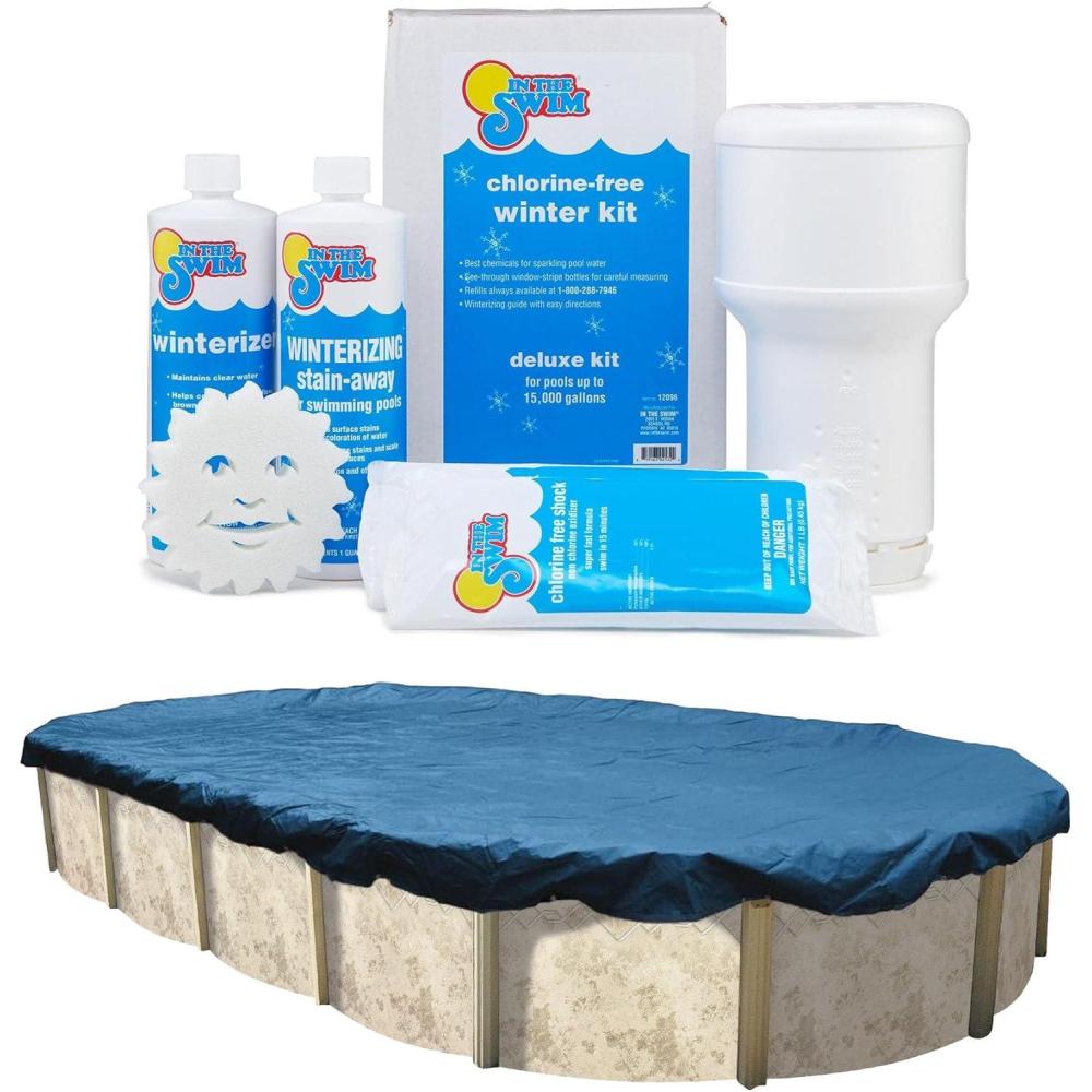 imageIn The Swim Closing Bundle 15x30 Oval Economy Pool Cover and 35K Gallon Winter Closing KitCover  Kit