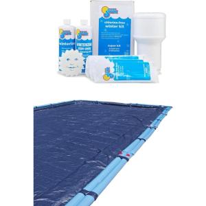 In The Swim Closing Bundle: 18’x36′ Rectangle Economy Swimming Pool Winter Cover and 35k Gallon Winter Closing Kit