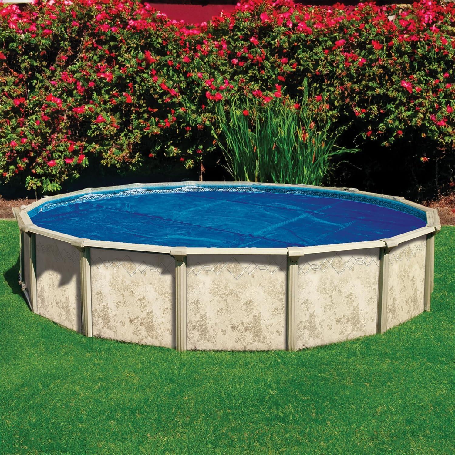 imageIn The Swim 12 Standard Blue Round Solar Pool Cover 8 Mil for Solar Heating Above Ground Pools and Inground Pools18 ft