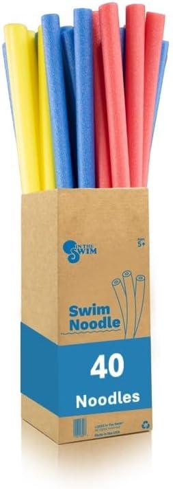 imageIn The Swim 20Pack 3Inch Diameter Jumbo Pool Noodles Soft Large Foam Noodles for Extra Buoyancy Floating Training Device Exercise Aid Pool Toy 50 Inches Long 3 Shades of BlueAssorted