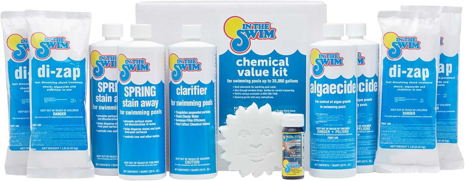 imageIn The Swim Super Swimming Pool Chemical Value Kit for Above Ground and InGround Pools Treats Up to 35K GallonsKit Only