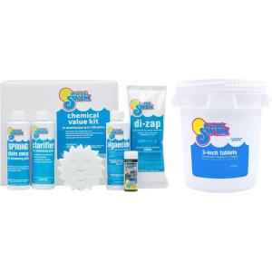 In The Swim Super Swimming Pool Chemical Value Kit – for Above Ground and In-Ground Pools – Treats Up to 35K Gallons(Kit + Chlorine)