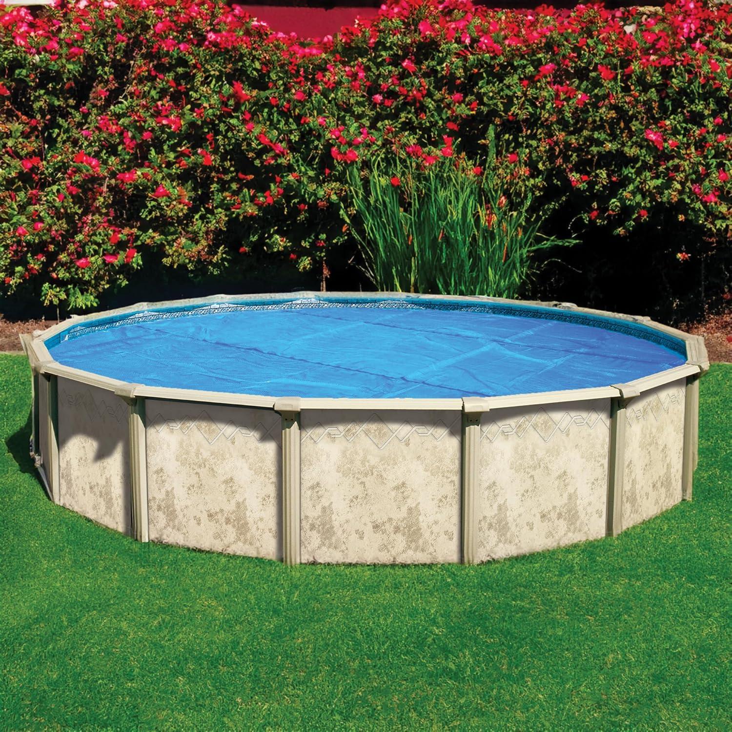 imageIn The Swim 12 Premium Plus BlueBlack Round Solar Pool Cover 12 Mil for Solar Heating Above Ground Pools and Inground Pools12 ft