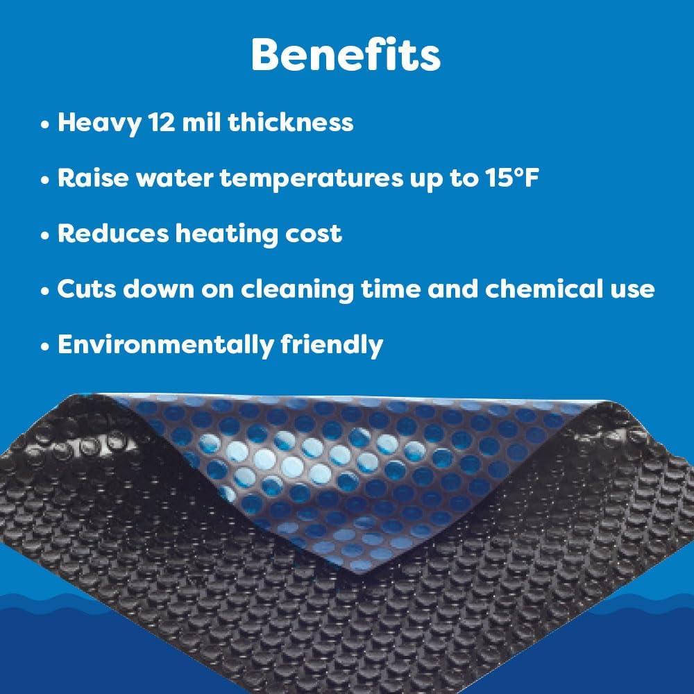 imageIn The Swim 12 Premium Plus BlueBlack Round Solar Pool Cover 12 Mil for Solar Heating Above Ground Pools and Inground Pools21 ft