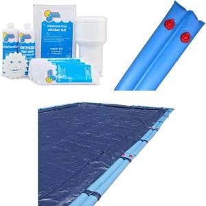 In The Swim Swimming Pool Winterization Bundle: Includes a 20’x40′ Rectangle Economy Swimming Pool Winter Cover, 35k Gallon Pool Winter Closing Kit, and 12 Double Chamber 10′ Water Tubes