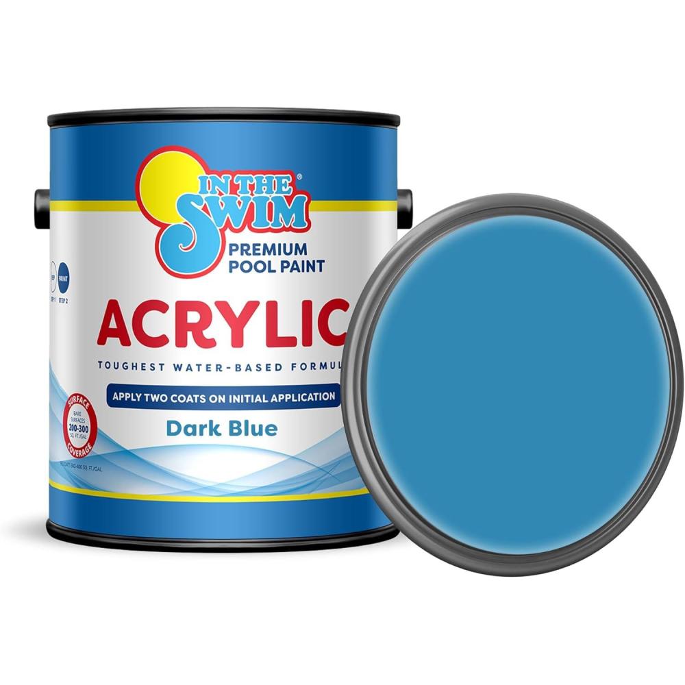 imageIn The Swim NonSlip Acrylic Swimming Pool Paint Dark Blue For Smooth Bare Cement Surfaces Previously Acrylic Coating or Rubber Base Paint Coating 1 Gallon