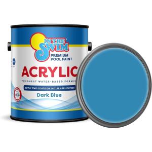 In The Swim Non-Slip Acrylic Swimming Pool Paint – Dark Blue – For Smooth, Bare Cement Surfaces, Previously Acrylic Coating, or Rubber Base Paint Coating – 1 Gallon