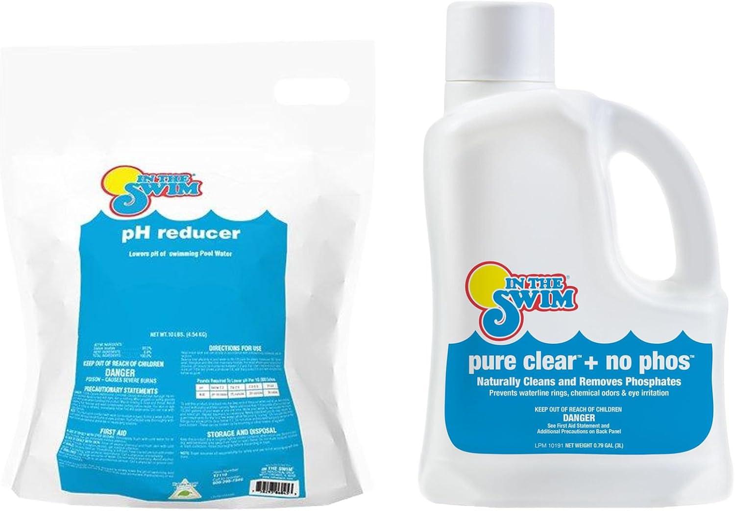 imageIn The Swim Pool Chemistry Balance Kit 5Lb pH Reducer 3L Pure Clear No Phos Controls pH Removes Phosphates ampamp Keeps Water Crystal ClearpH Pure Clear