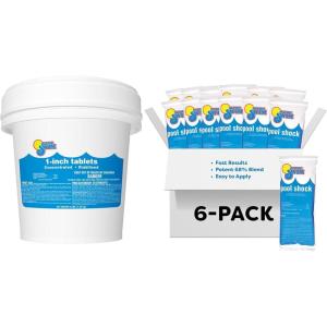 In The Swim Chlorine and Alkalinity Bundle for Swimming Pools – Includes 4 Pound Bucket of 1 Inch Chlorine Tablets and 5 Bag of Alkalinity Increaser(Chlorine + Shock)