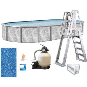 In The Swim 12′ x 24′ Oval Above Ground Swimming Pool – Ambassador Package – Featuring: Sand Filter, Pump System and A-Frame Ladder