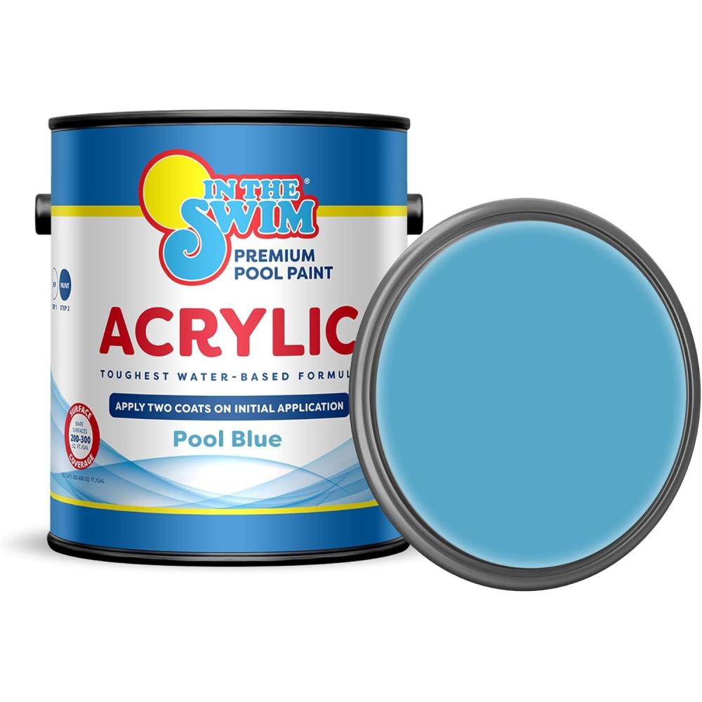 image:imageIn The Swim NonSlip Acrylic Swimming Pool Paint Pool Blue For Smooth Bare Cement Surfaces Previously Acrylic Coating or Rubber Base Paint Coating 1 Gallon