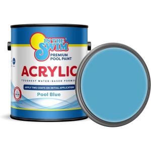 In The Swim Non-Slip Acrylic Swimming Pool Paint – Pool Blue – For Smooth, Bare Cement Surfaces, Previously Acrylic Coating, or Rubber Base Paint Coating – 1 Gallon