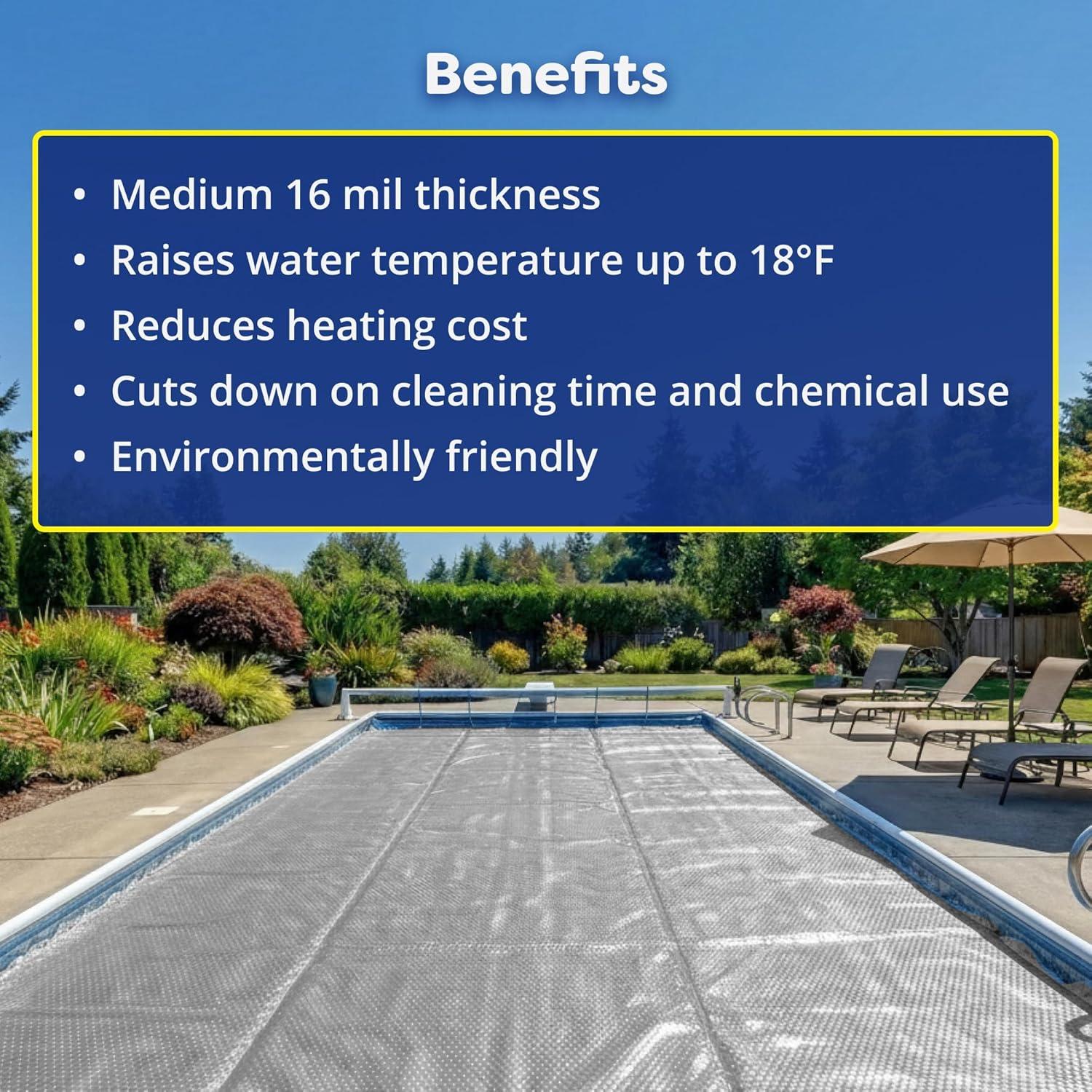 image:imageIn The Swim 12 x 24 Premium Blue Rectangle Solar Pool Cover 12 Mil for Solar Heating Above Ground Pools and Inground Pools18 x 36