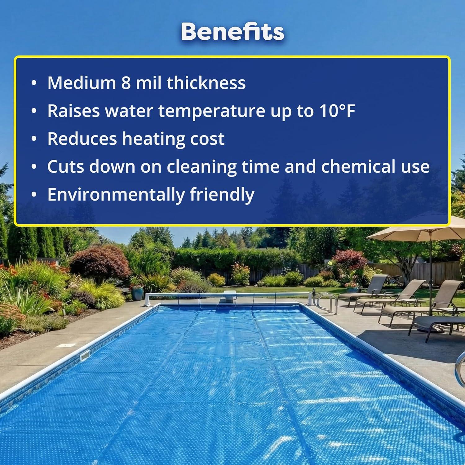 image:imageIn The Swim 12 x 24 Premium Blue Rectangle Solar Pool Cover 12 Mil for Solar Heating Above Ground Pools and Inground Pools18 x 36