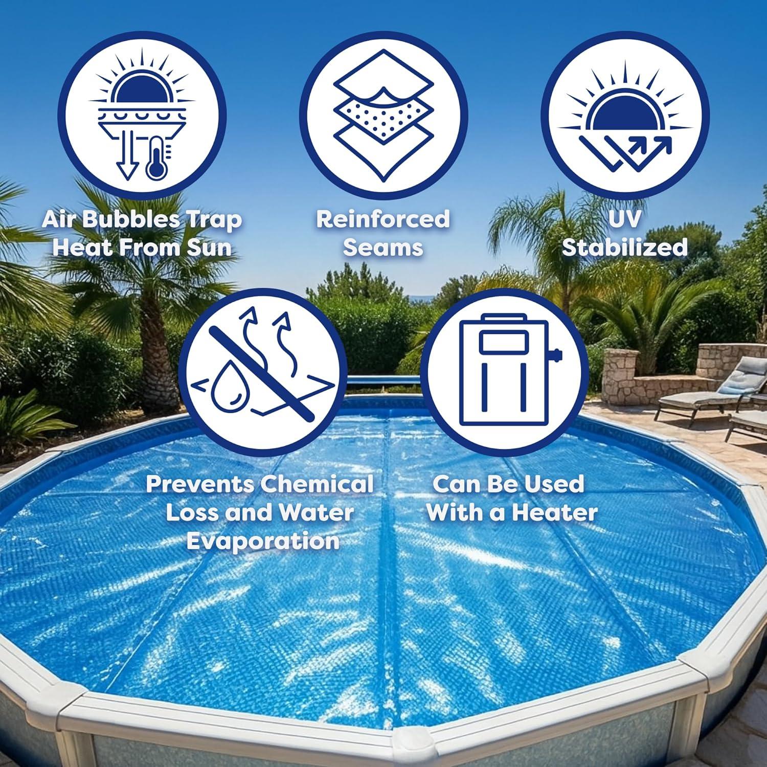 image:imageIn The Swim 12 x 24 Premium Blue Rectangle Solar Pool Cover 12 Mil for Solar Heating Above Ground Pools and Inground Pools24 x 44