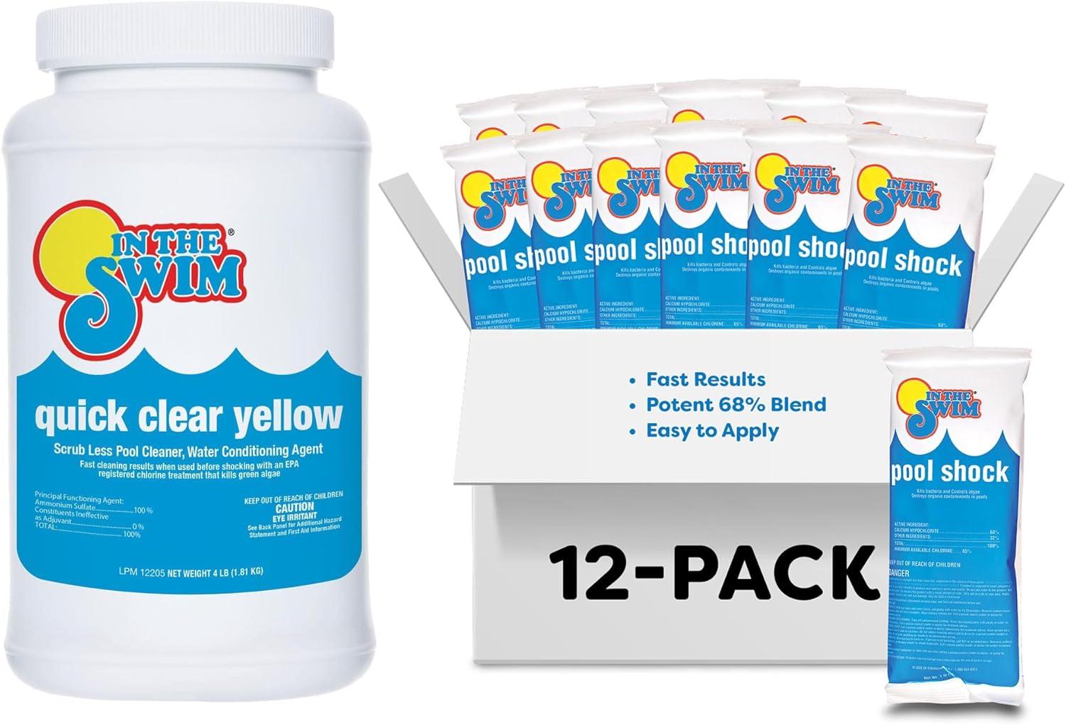 image:imageIn The Swim Yellow Algae Treatment Kit 2 Lb Quick Clear Yellow 6 x 1 Lb Cal Hypo Pool Shock 2Step Solution for Mustard Algae Removal and CrystalClear WaterQCY 12 x 1 CH Bundle