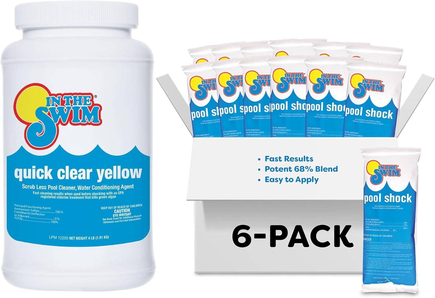 image:imageIn The Swim Yellow Algae Treatment Kit 2 Lb Quick Clear Yellow 6 x 1 Lb Cal Hypo Pool Shock 2Step Solution for Mustard Algae Removal and CrystalClear WaterQCY 6 x 1 CH Bundle