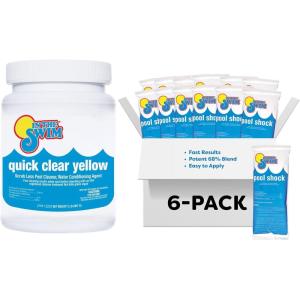 In The Swim Yellow Algae Treatment Kit – 2 Lb Quick Clear Yellow + 6 x 1 Lb Cal Hypo Pool Shock – 2-Step Solution for Mustard Algae Removal and Crystal-Clear Water(QCY + 6 x 1 CH Bundle)