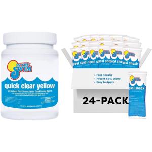 In The Swim Yellow Algae Treatment Kit – 2 Lb Quick Clear Yellow + 6 x 1 Lb Cal Hypo Pool Shock – 2-Step Solution for Mustard Algae Removal and Crystal-Clear Water(QCY + 24 x 1 CH Bundle)