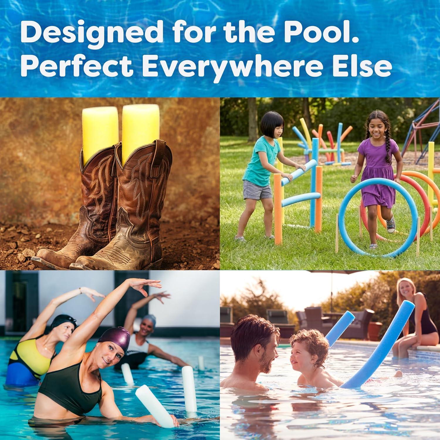 image:imageIn The Swim Pool Noodles Soft Large Foam Noodles for Extra Buoyancy Floating Training Device Exercise Aid Pool Toy 7 Color Patterns 20 and 40 PacksPink