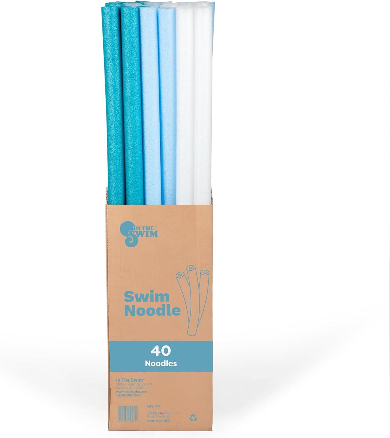 image:imageIn The Swim Pool Noodles Soft Large Foam Noodles for Extra Buoyancy Floating Training Device Exercise Aid Pool Toy 7 Color Patterns 20 and 40 PacksBlue