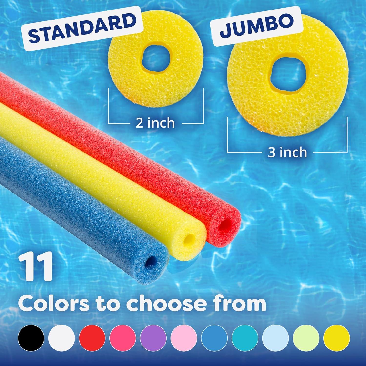 image:imageIn The Swim Pool Noodles Soft Large Foam Noodles for Extra Buoyancy Floating Training Device Exercise Aid Pool Toy 7 Color Patterns 20 and 40 PacksBlack
