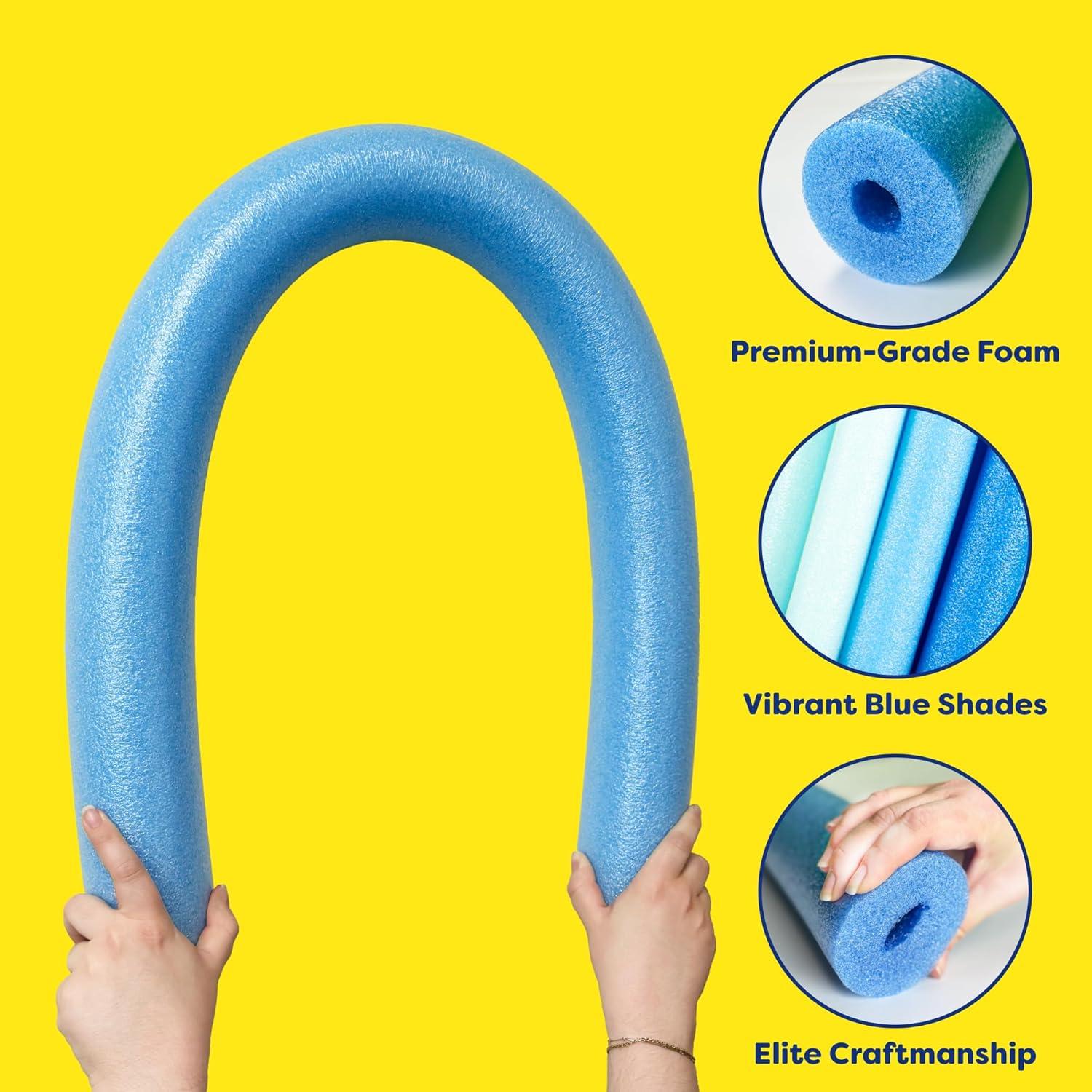 image:imageIn The Swim Pool Noodles Soft Large Foam Noodles for Extra Buoyancy Floating Training Device Exercise Aid Pool Toy 7 Color Patterns 20 and 40 PacksBlue
