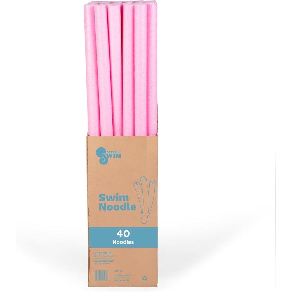 image:imageIn The Swim Pool Noodles Soft Large Foam Noodles for Extra Buoyancy Floating Training Device Exercise Aid Pool Toy 7 Color Patterns 20 and 40 PacksPink